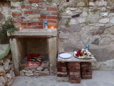 Outdoor fireplace for BBQ in back yard