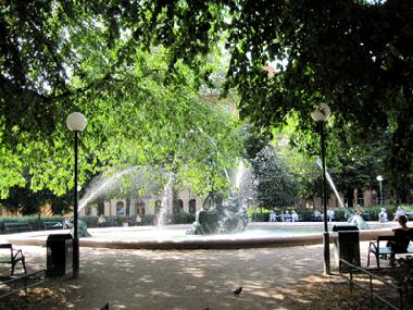 A pieceful square Mariatorget with small bars and restaurants 