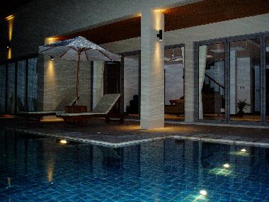 Private pool at night