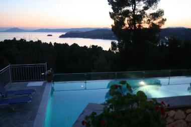Romantic Evening Pool with Lights