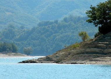 The beautiful lake of Fiastra near  the Palace