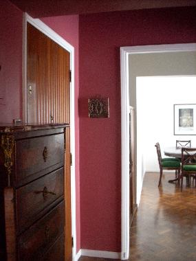 view from entry lobby to dining/living room