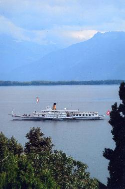  The view from the apartment with a turn-of-the-century lake steamer going by.