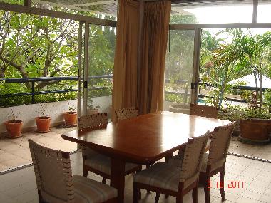 dining table with garden view