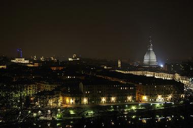 turin by night, with mole antonelliana