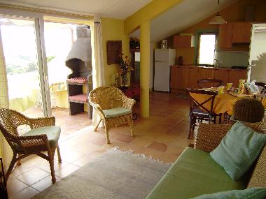 View from the interior to the front balcony ...