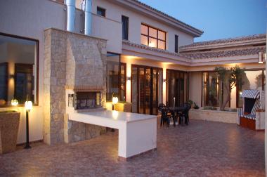 BBQ and outdoor dining area