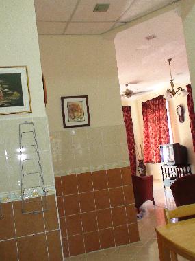 view from the kitchen to living hall