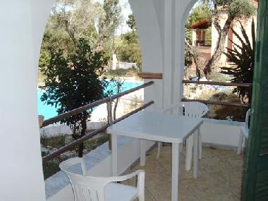Balcony and view to the pool