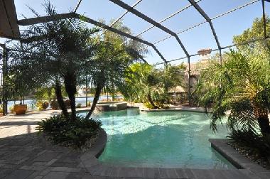 landscaped pool area