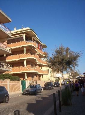 The building with terraces overlooking the sea