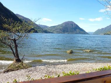 The beach at lake Lugano