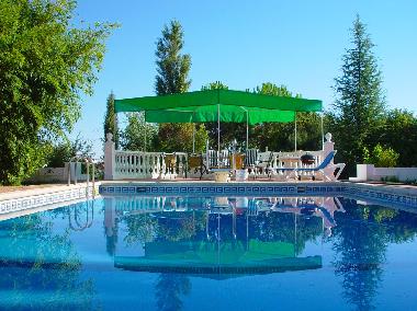 Big terrace with full equipment, sun beds, BBQ, table and chairs