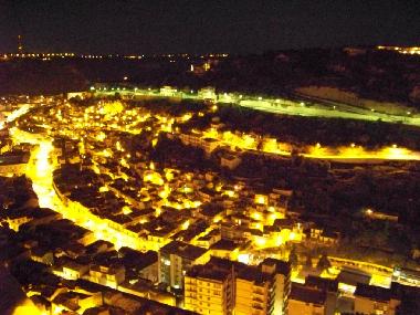 an amazing night view of Modica from the Belvedere Terrace