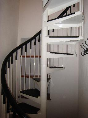Spiral Staircase Leading to the Bedroom and Bathroom