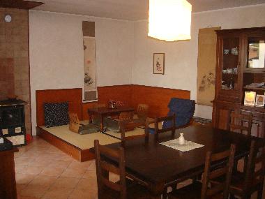 living room is a mix of Japanese and Italian style