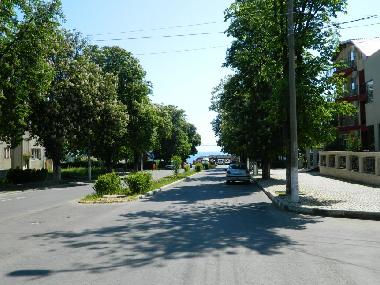 Our street - the sea can be seen at the end of the street
