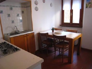 Kitchen on the first floor overlooking Via Prestinari 