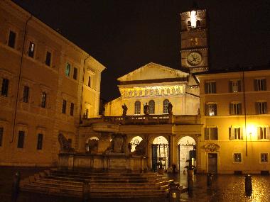 Piazza di Santa Maria in Trastevere, just a few steps from our apartment