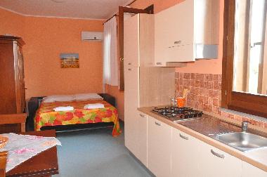 kitchen and bed