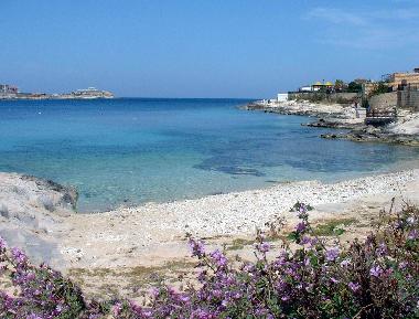 Along Sliema Seafront (and promenade) there is a lovely rocky beach with cristal clear waters and so