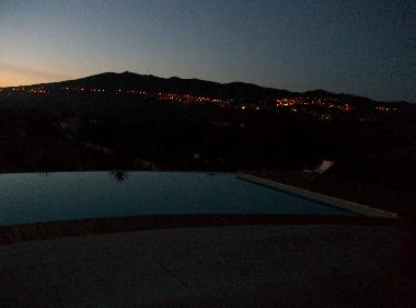Mountain view at sunset by swimming pool