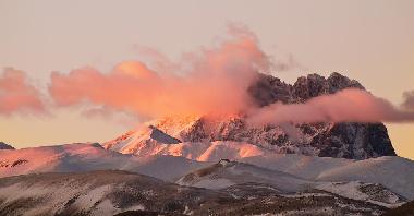 The beauty of the Gran Sasso Mountain in winter