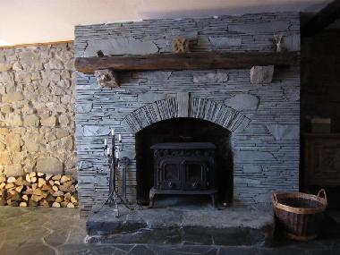 Fireplace in a game/living room