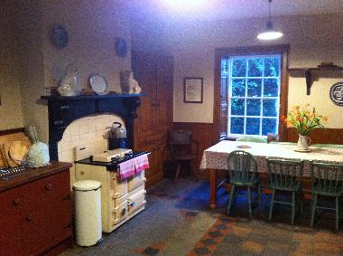 The kitchen with wood burning stove and views of the Mournes 