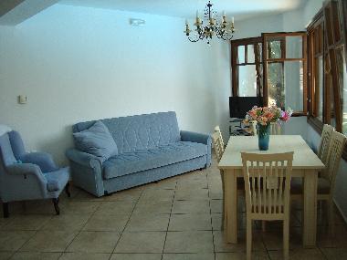 Living-dining area with sofa-bed