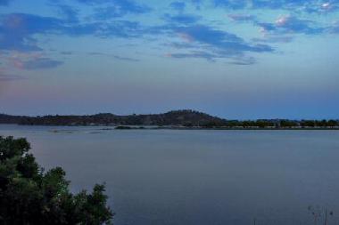 The wetland lagoon nearby and the view to Diaporos island (0,2km)
