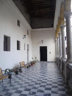 the old porch overlooking the courtyard