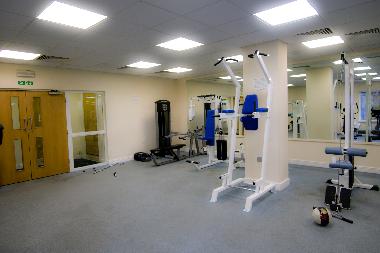 Gym complex - separate changing rooms and showers, sauna and the steam room behind the door.