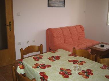 Living room with sofa bed which can be stretched so that 4 people fit in the apartment.