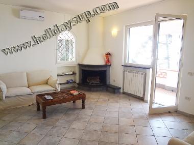 living room and fireplace