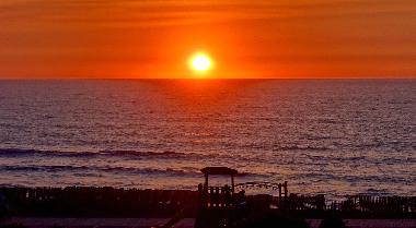 Sunset view from apartment balcony