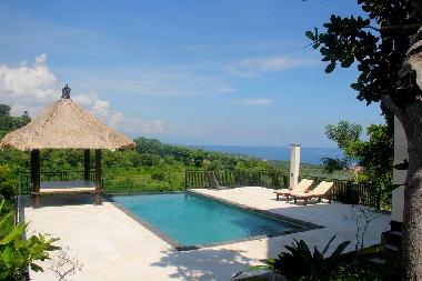 Large terrace with amazing views over the green hills and the sea