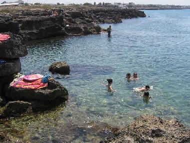 the beach is rocky but easily accessible for children