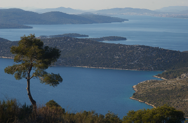 A View form a hill and a restaurant vis-a-vis Grebastica