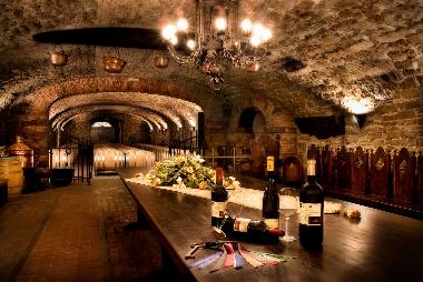 the medioeval cellar for wine aging in Castello di Spessa