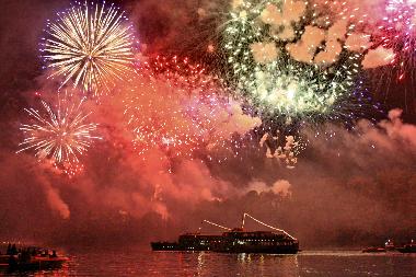 Fireworks over the island celebrate the Festival of St John in late June each year