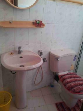 Toilet/ Bath with a shower