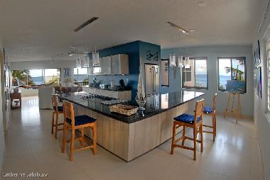 You can enjoy a cocktail in the kitchen while taking in the ocean.