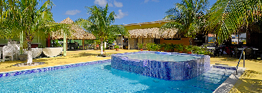 Resort swimming pool with shallow section for children.