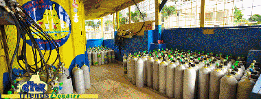 Dive shop has all the tanks you could ever use - nitrox and air