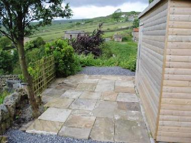 The Terrace area - and bike storage shed