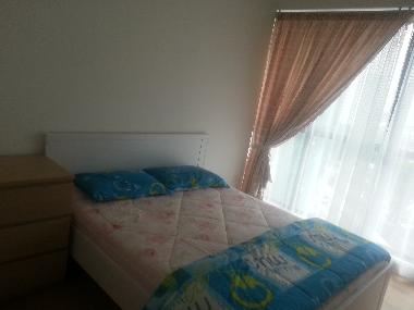 double bed in bed2. Extra cot is provided underneath bed for extra guest