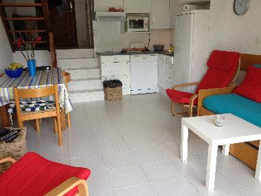 open plan lounge and kitchen