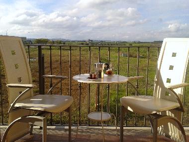 Bedroom balcony with beautiful view on peaceful surrounding at holiday apartment in Basilicata.