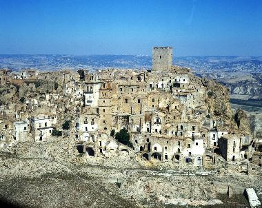 Craco, Italian Ghost Town that was abandoned in 1963 due  to recurring earthquakes.